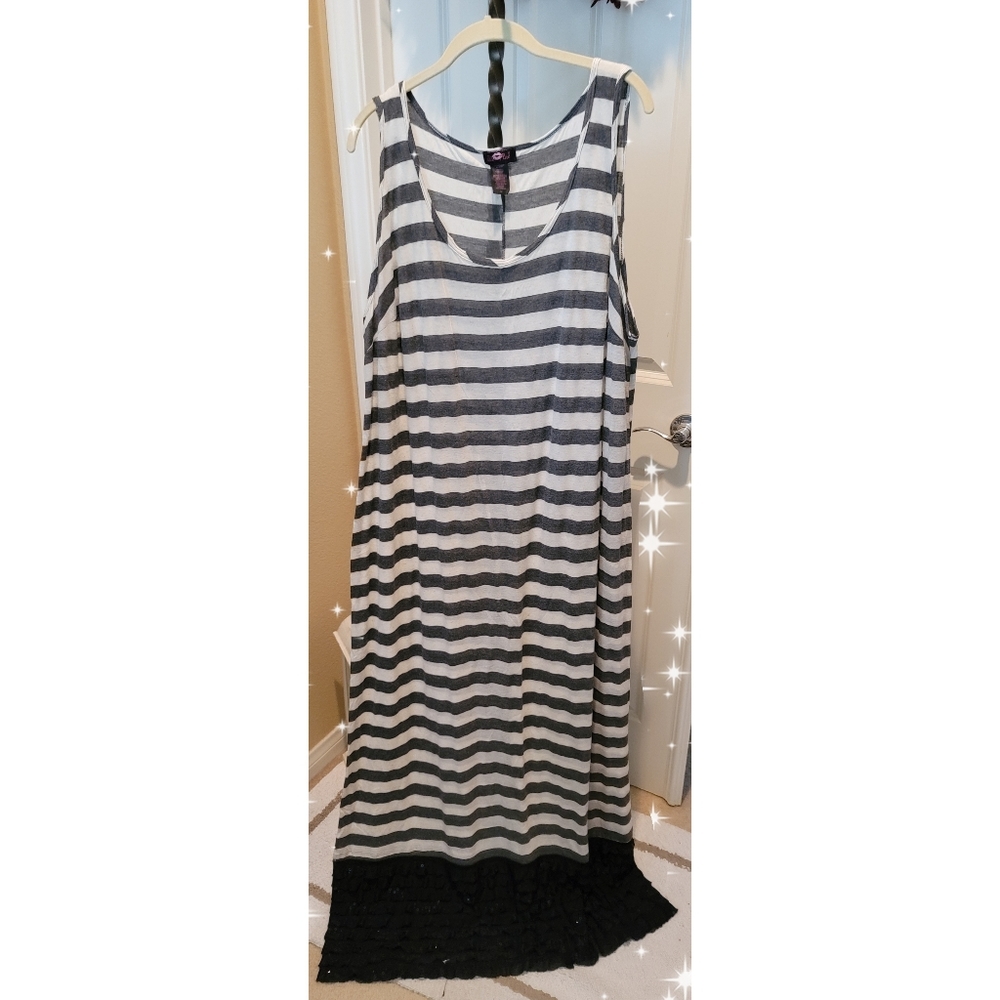 *Sold*Long Striped Sleeveless Dress With Sparkly Trim
